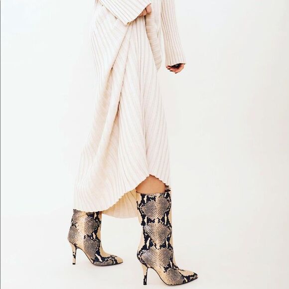 NEW PARIS TEXAS Slip On Leather Boots 36 Snake Print Pointy Toe Boho Western - Picture 15 of 15